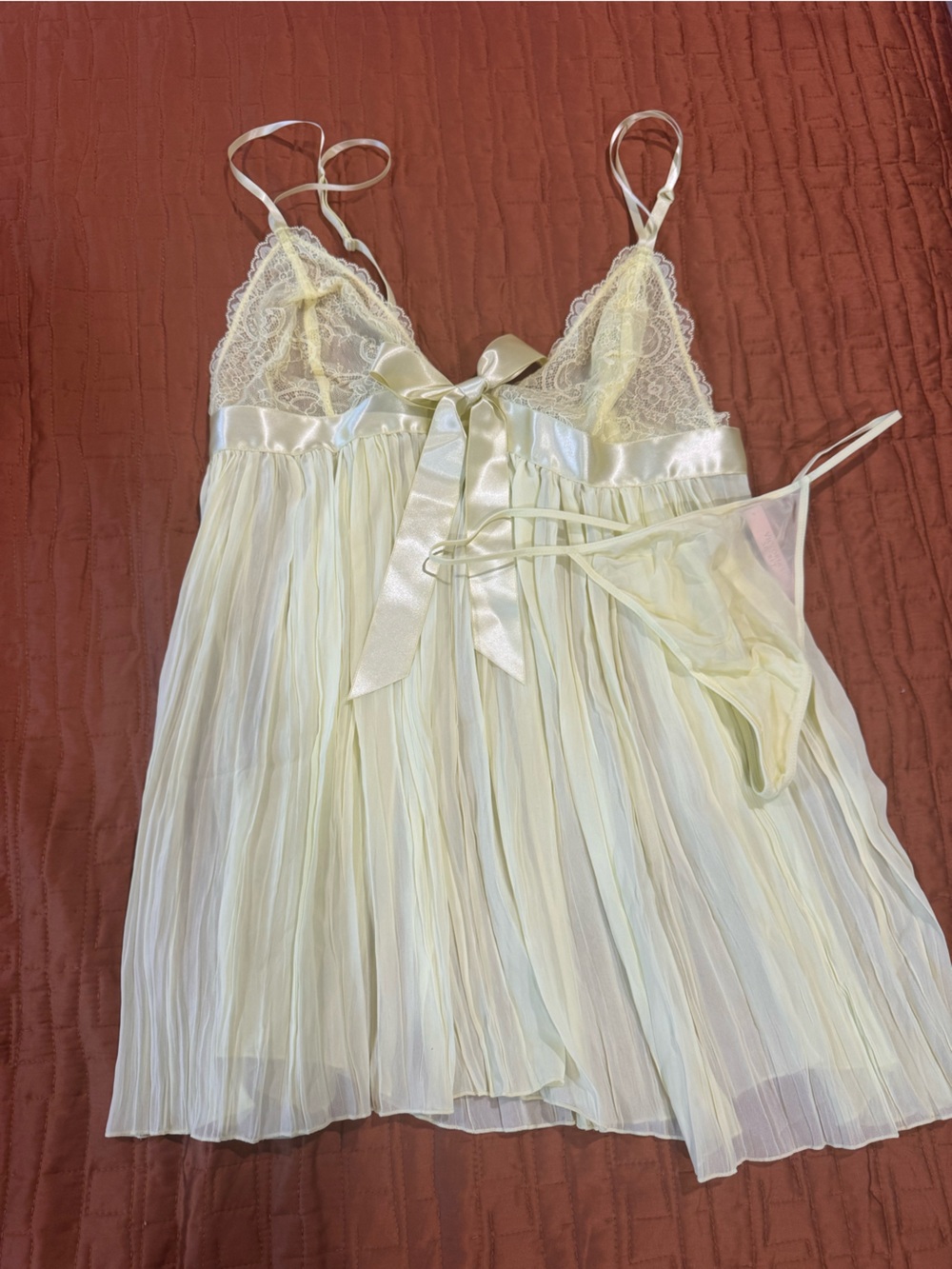 Victoria's Secret Lace & Pleated Satin-Trim Chemise